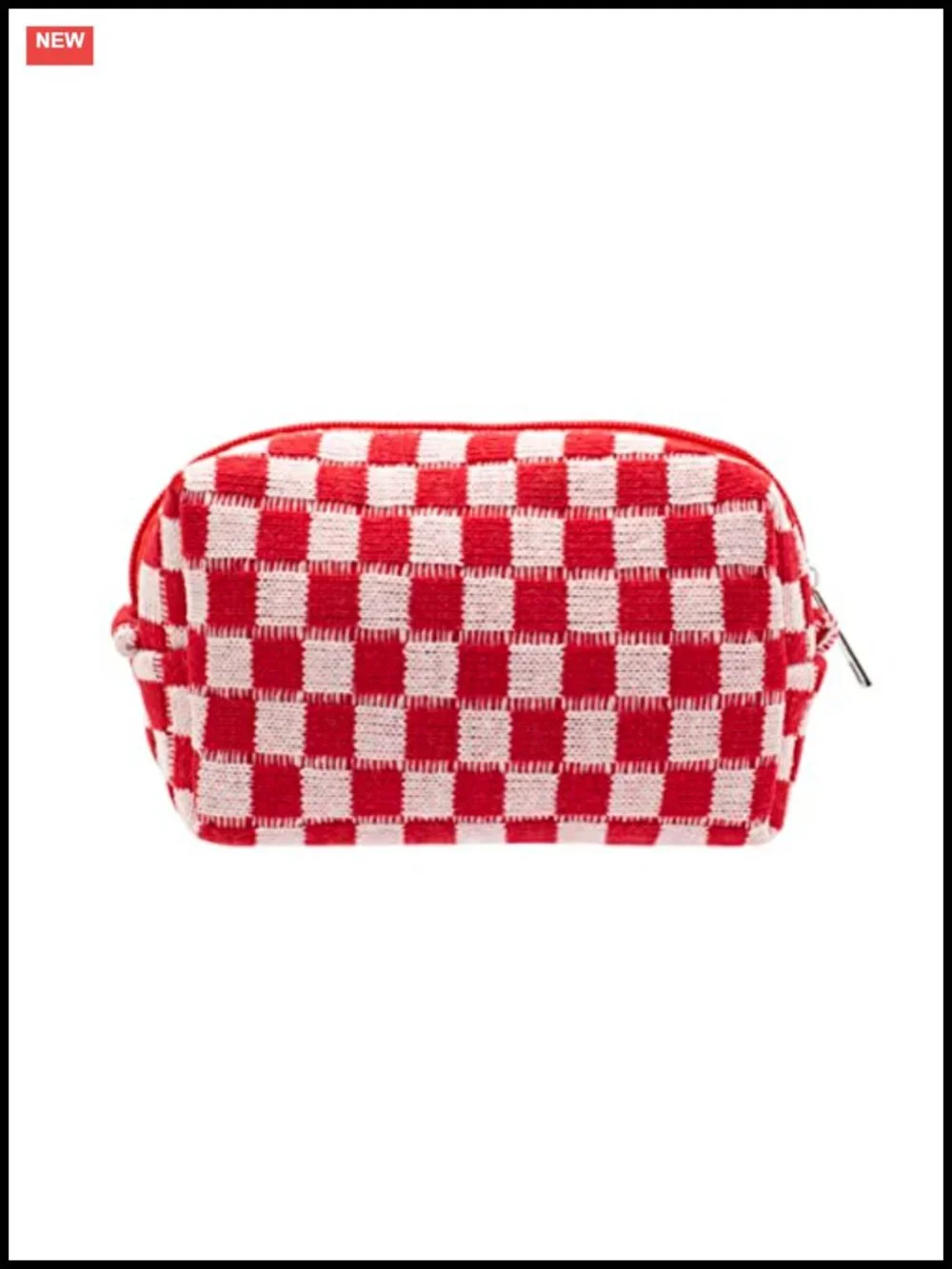 Checkered Makeup Bag for Purse, Small Travel Cosmetic Pouch, Zipper Organizer